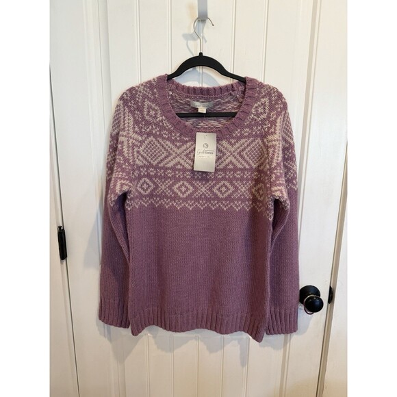 Gander Mountain Sweaters - Gander Mountain Guide Series Sweater Womens L Wool Alpaca Fair Isle Purple NWT